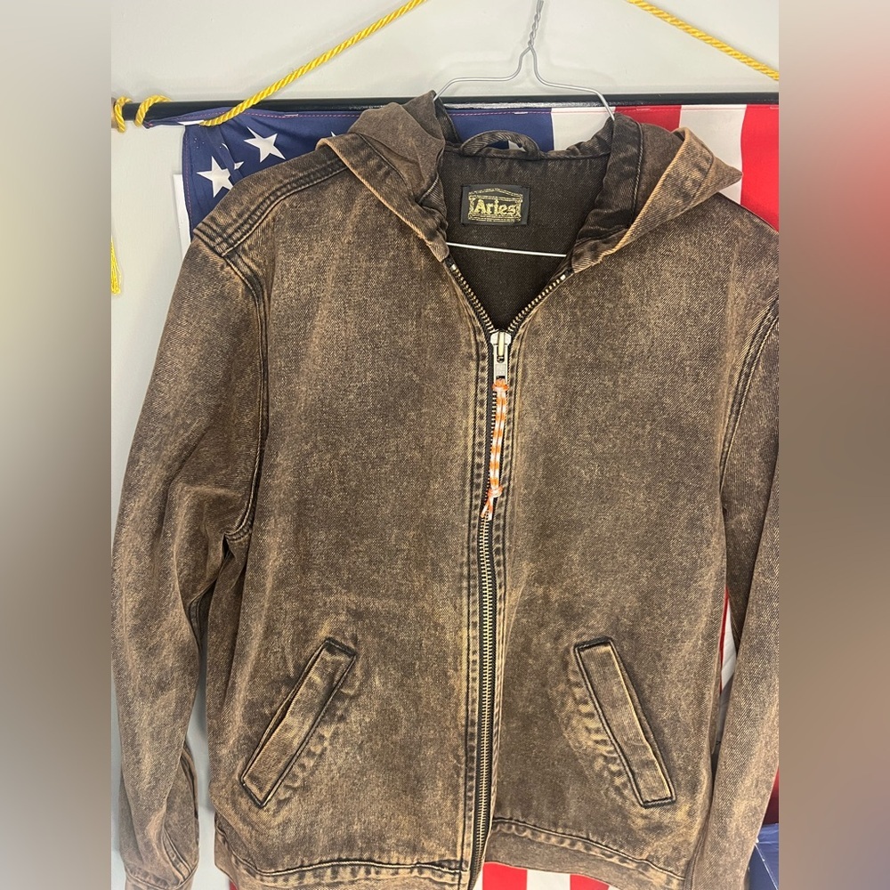 Aries Acid Wash Hooded Denim Jacket